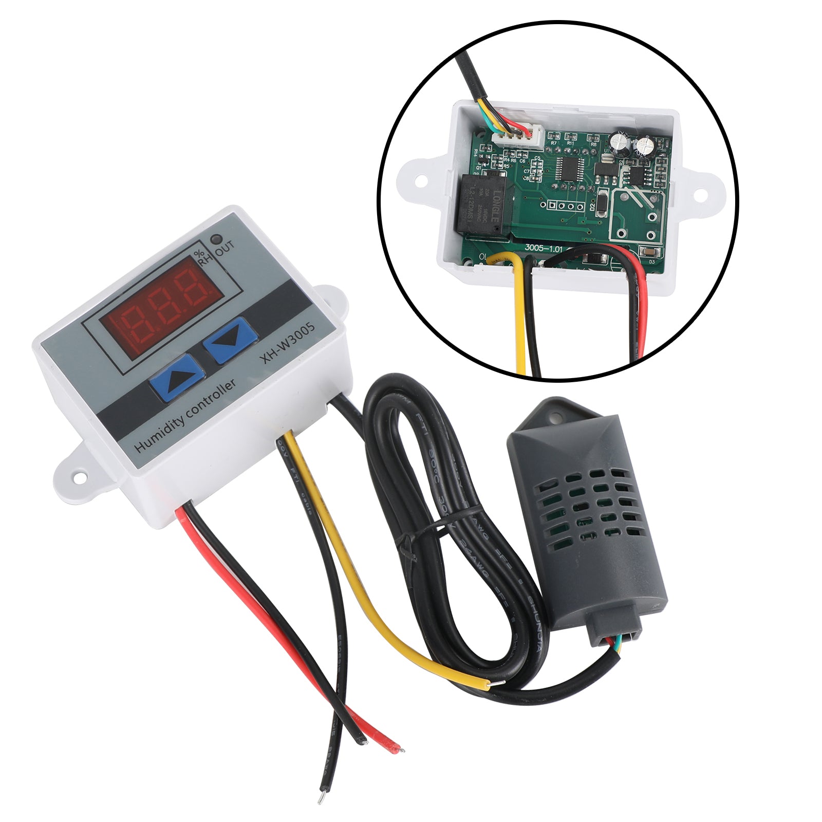 XH-W3005 12V 24V 110-220V Digital Humidity Controller Hygrometer Switch, 12V 120W