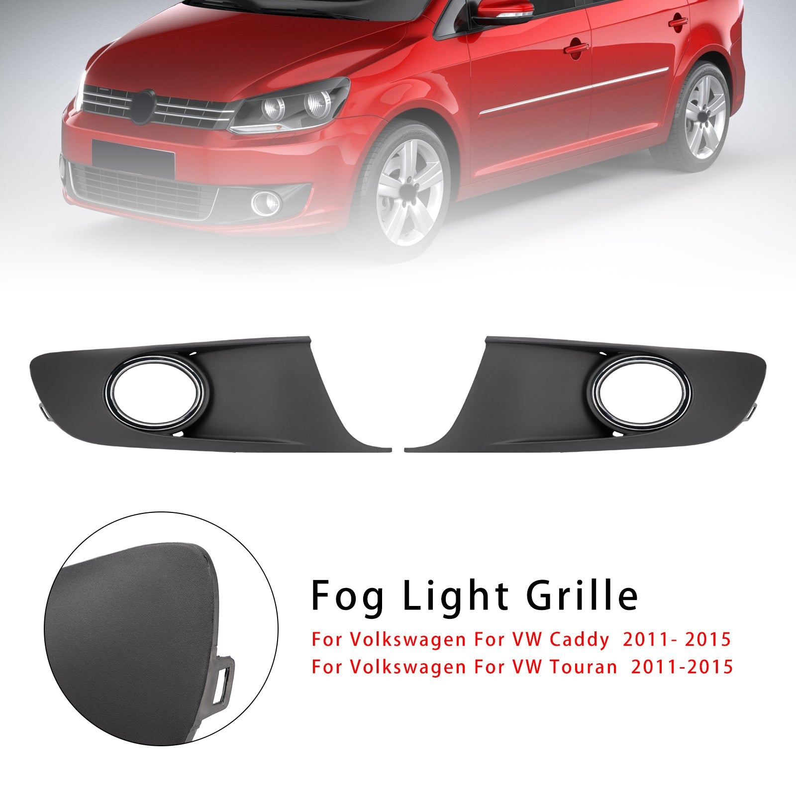 2011-2015 Volkswagen VW Caddy Touran 2PCS Bumper Fog Light Lamp Trim Covers Grill Chrome