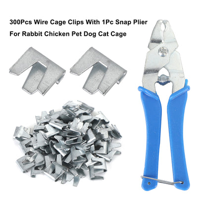 300 Pieces Wire Cage Clips With 1 Piece Rabbit Cage Repair Pliers Metal