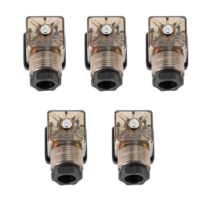 5Pcs Transparent Solenoid Valve Coil 4 Pin Plug Connector Voltage Accessories