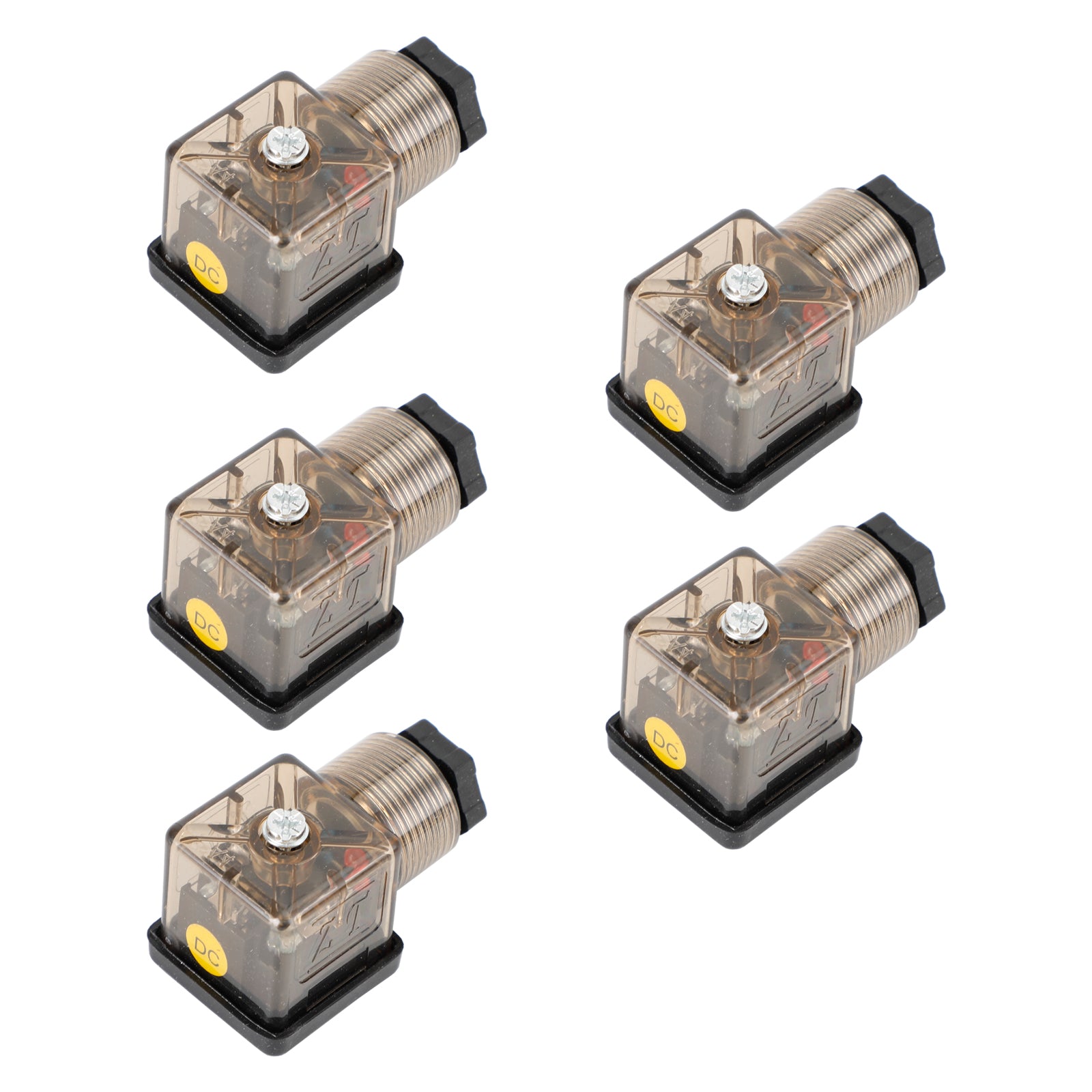 5Pcs Transparent Solenoid Valve Coil 4 Pin Plug Connector Voltage Accessories