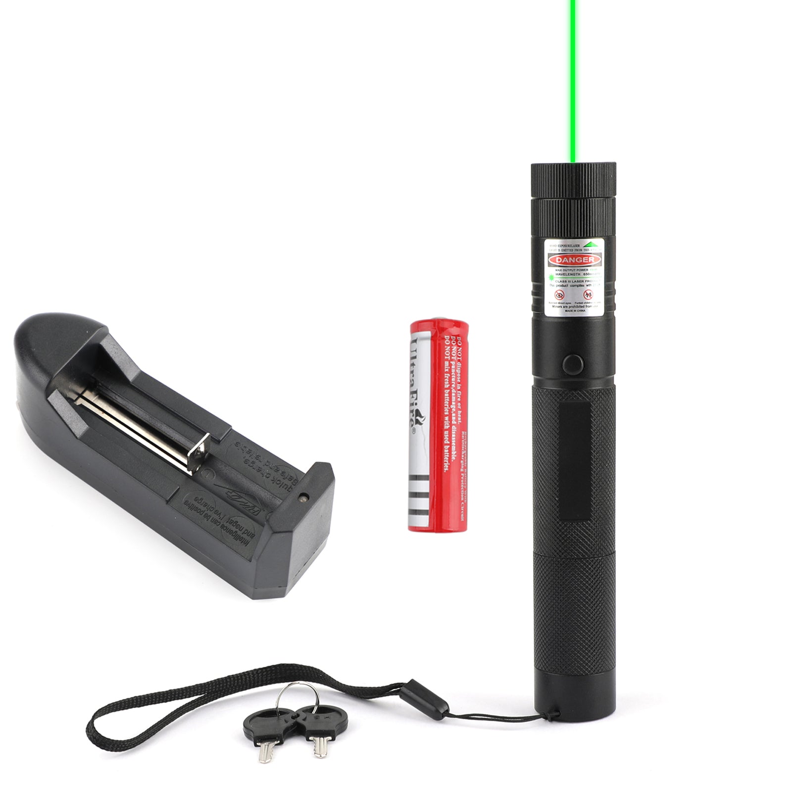 Aviation Aluminum Green Laser Pointer 532nm Rechargeable Child Safety Lock 1000m Range for Presentations Teaching