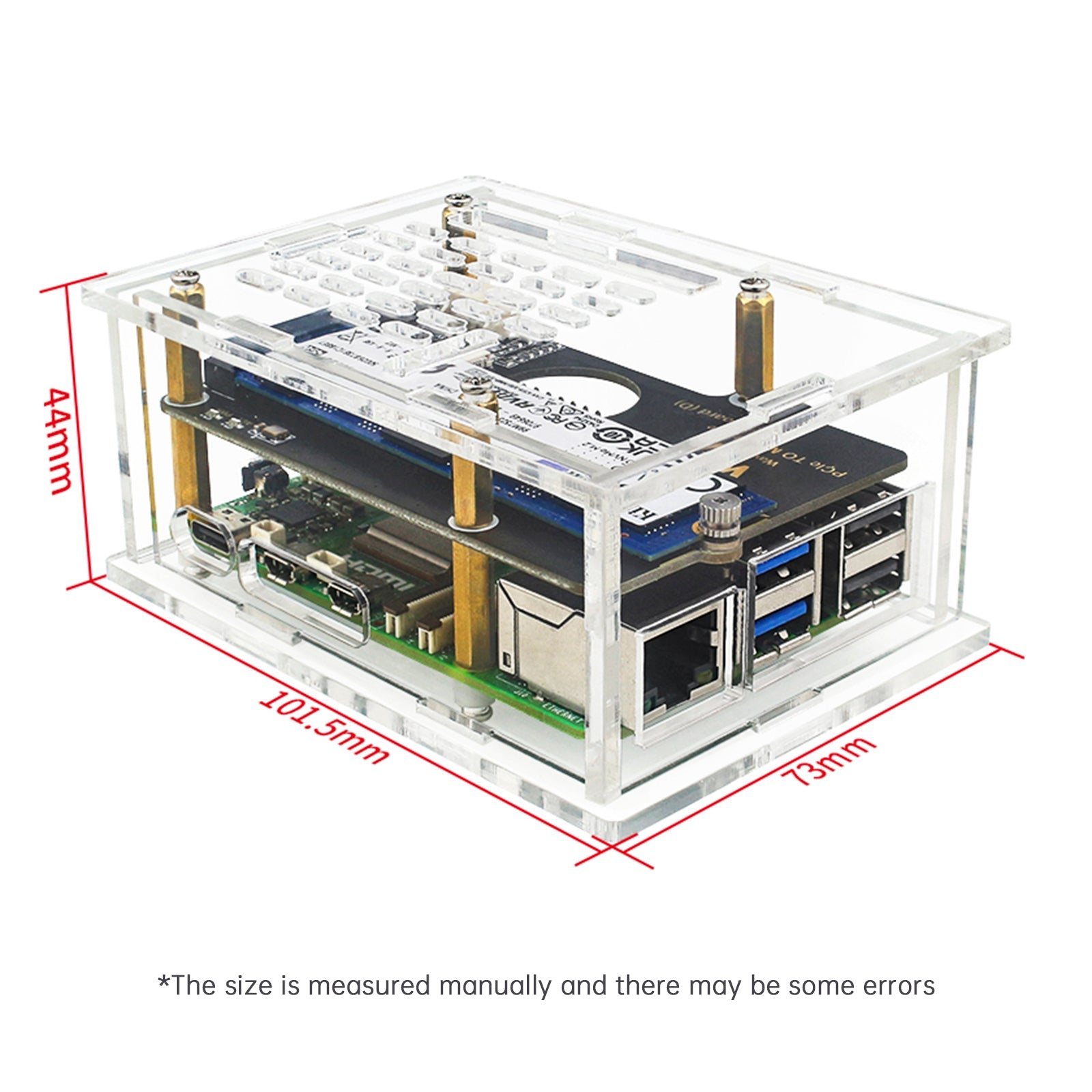 Raspberry Pi5 PCI-E Adapter Case PCIe to M.2 Adapter Board Acrylic Box Radiator