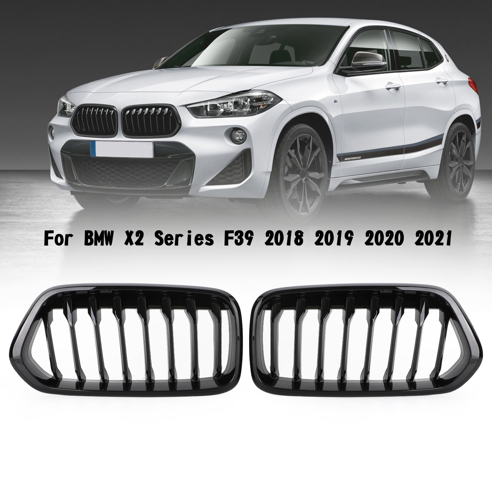 20182019 2020 2021 2022 2023 BMW X2 Series F39 Gloss Black Front Bumper Grille Grill 1712455246 51712455247