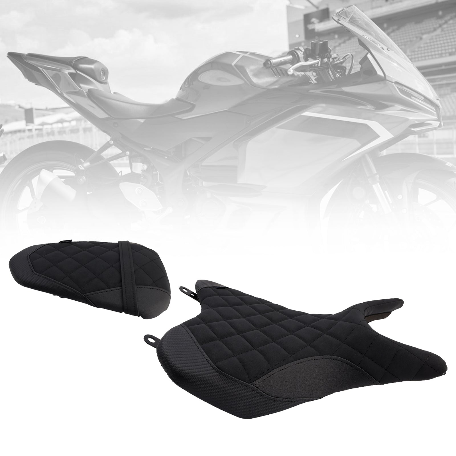 2025- For Yamaha Yzf-R3 2025- Mt-03 Driver&Passenger Seat Rear Cushion Black