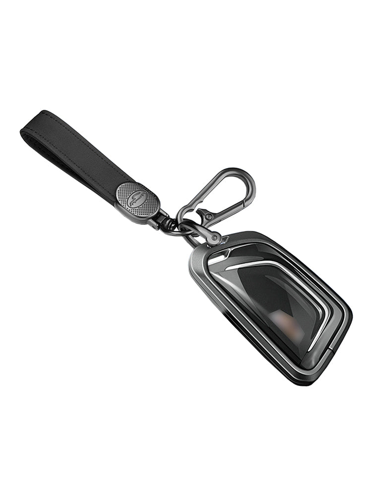 Aluminum Alloy TPU Black Car Key Case Cover With Buckle For Cadillac