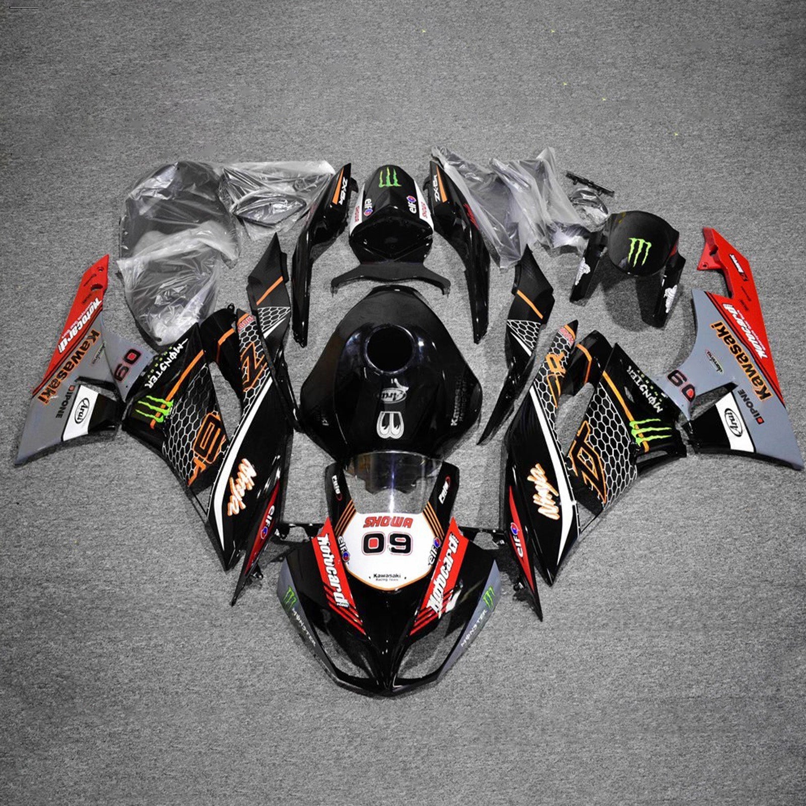 Injection Fairing Kit Bodywork Plastic ABS fit For Kawasaki ZX6R 636 2009-2012