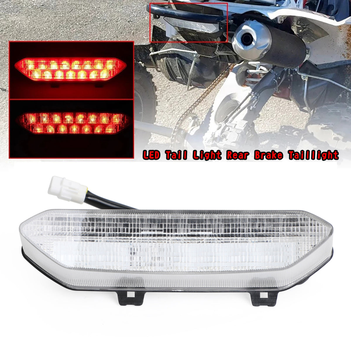 LED Brake Tail Light Fit For Yamaha Raptor 700/700R YFZ450R 2006-2018 Clear