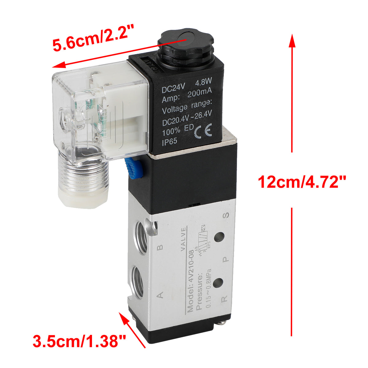 4V210-08 5 Way 2 Position Dc 24V Pneumatic Electric Solenoid Air Valve