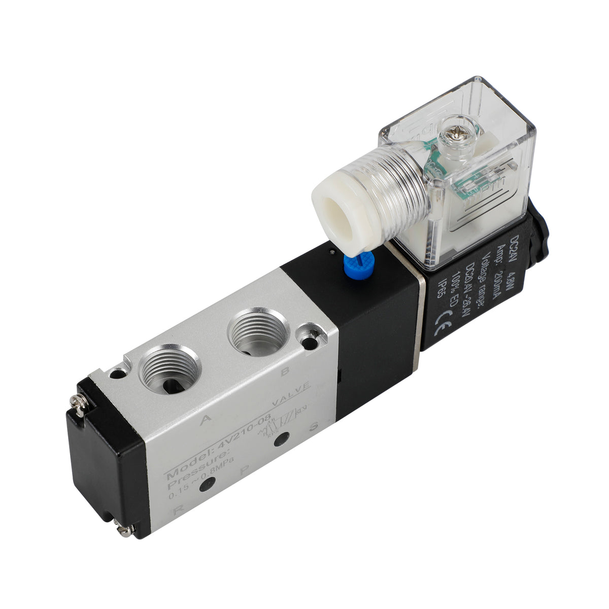 4V210-08 5 Way 2 Position Dc 24V Pneumatic Electric Solenoid Air Valve