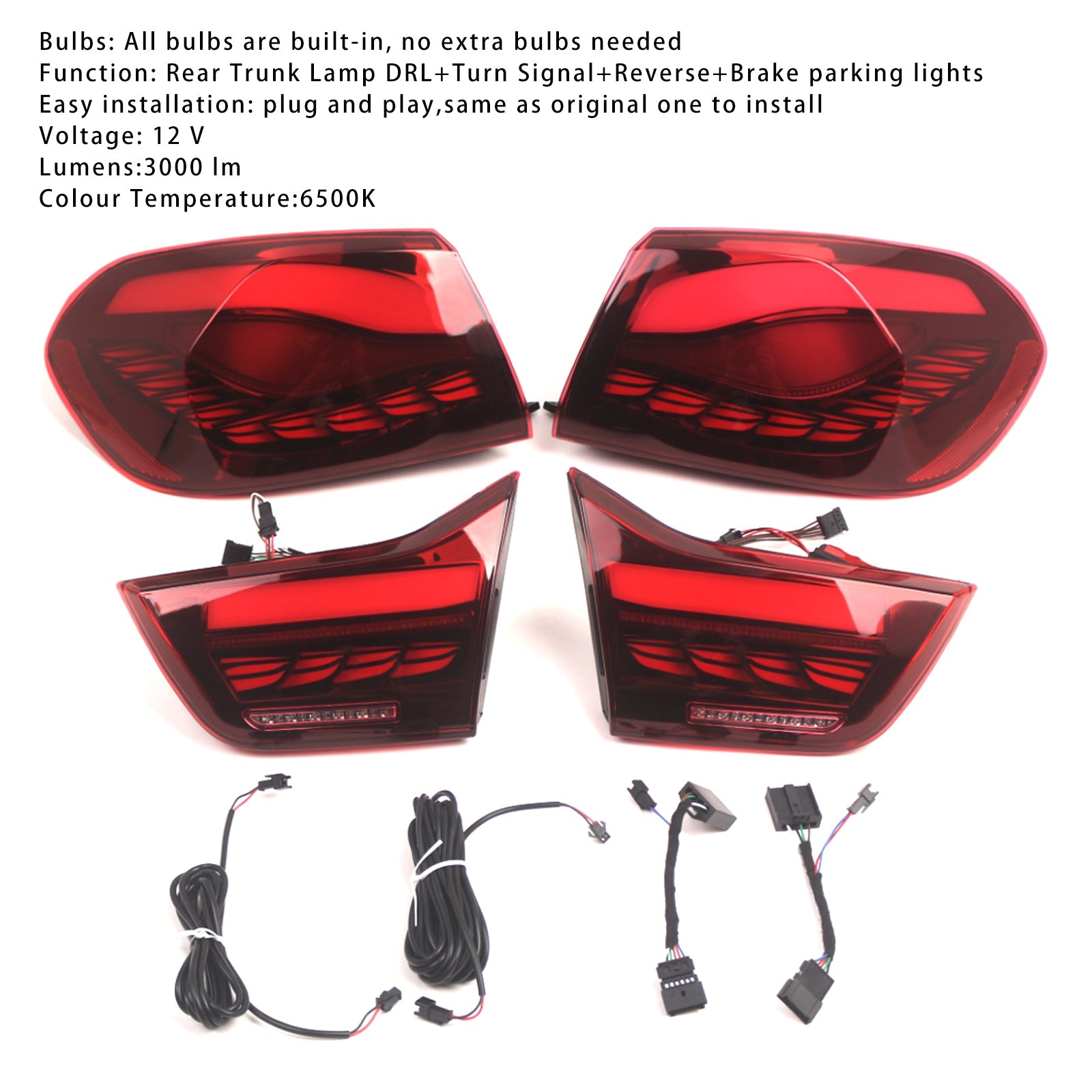 2013 2014-2020 BMW F32 (Coupe/Convertible) L&R Red LED Tail Lights Rear Lamp Assembly 63217296100 63217296099