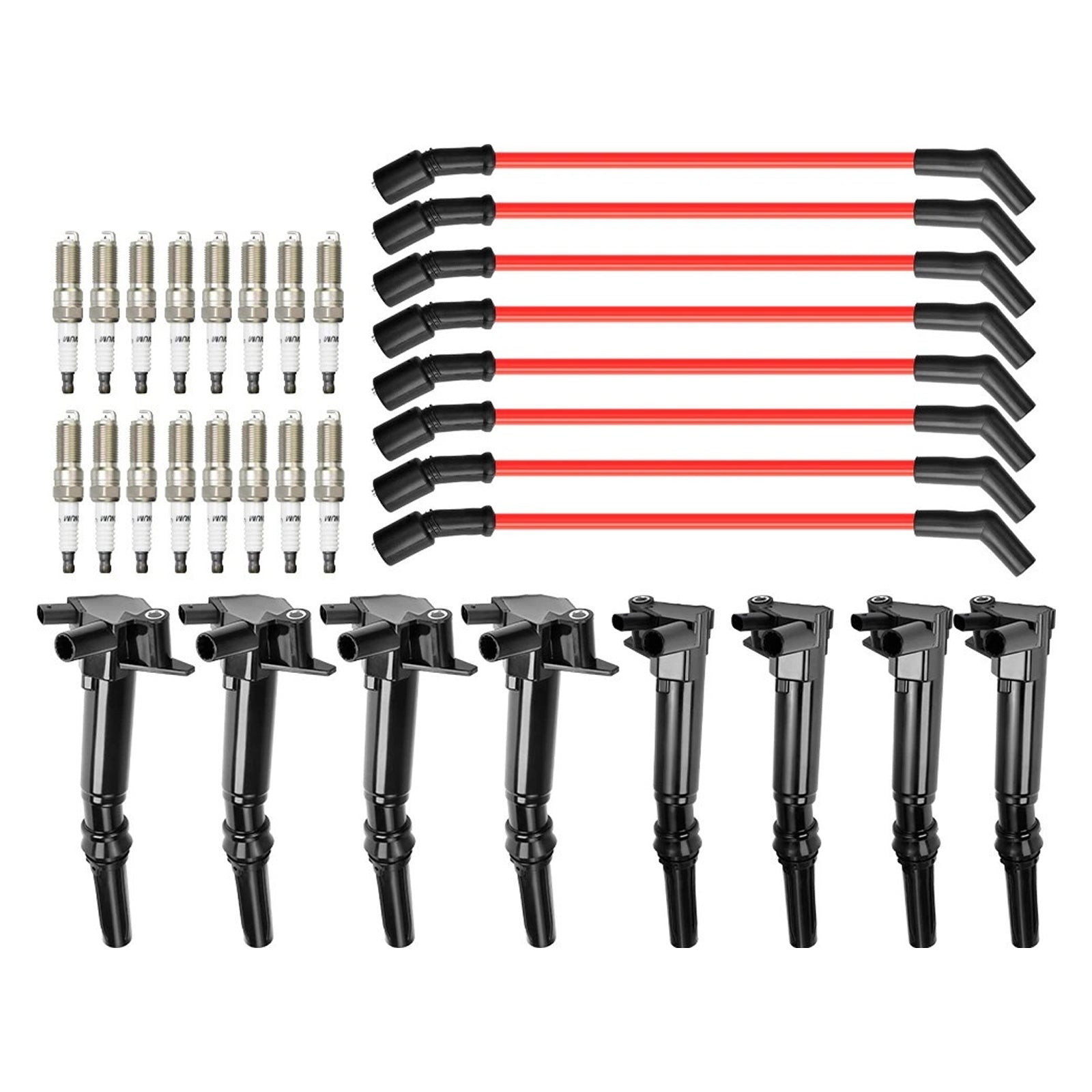 2018-2022 Ford F-350 Super Duty 6.2L V8 8 Ignition Coil+16 Spark Plug+8 Wires UF834 UF865 HL3Z-12029-C