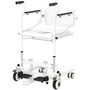 4-in-1 Patient Transfer Chair with Commode — Height-Adjustable Shower/Wheelchair, Locking Wheels, 264 lb (120 kg) Capacity
