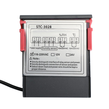 STC-3028 Dual Display Digital Temperature Humidity Controller Thermostat+Probe, AC110V-220V