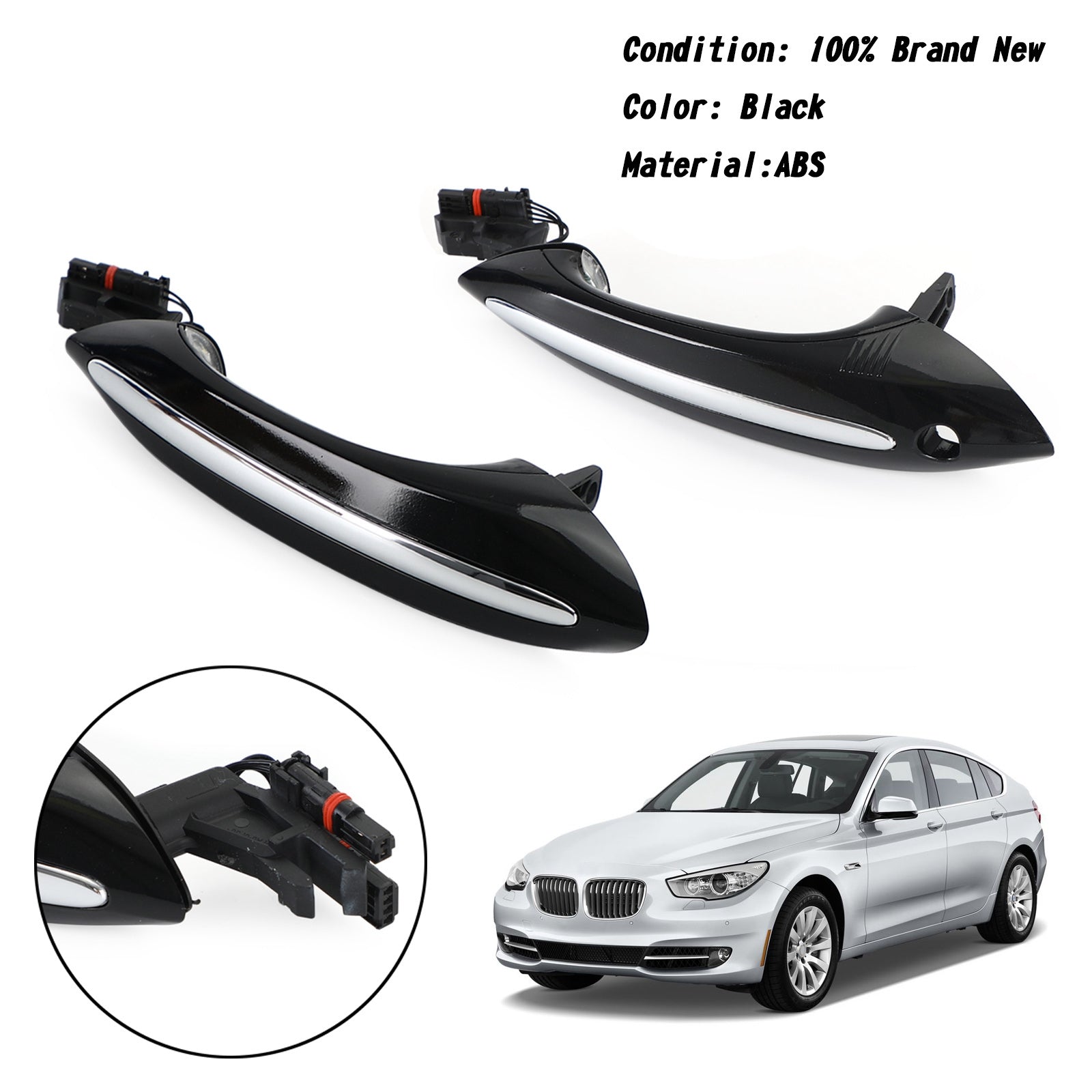 Black Exterior Left+Right Door Handle 51217231931/51217231934 For BMW F10 F01