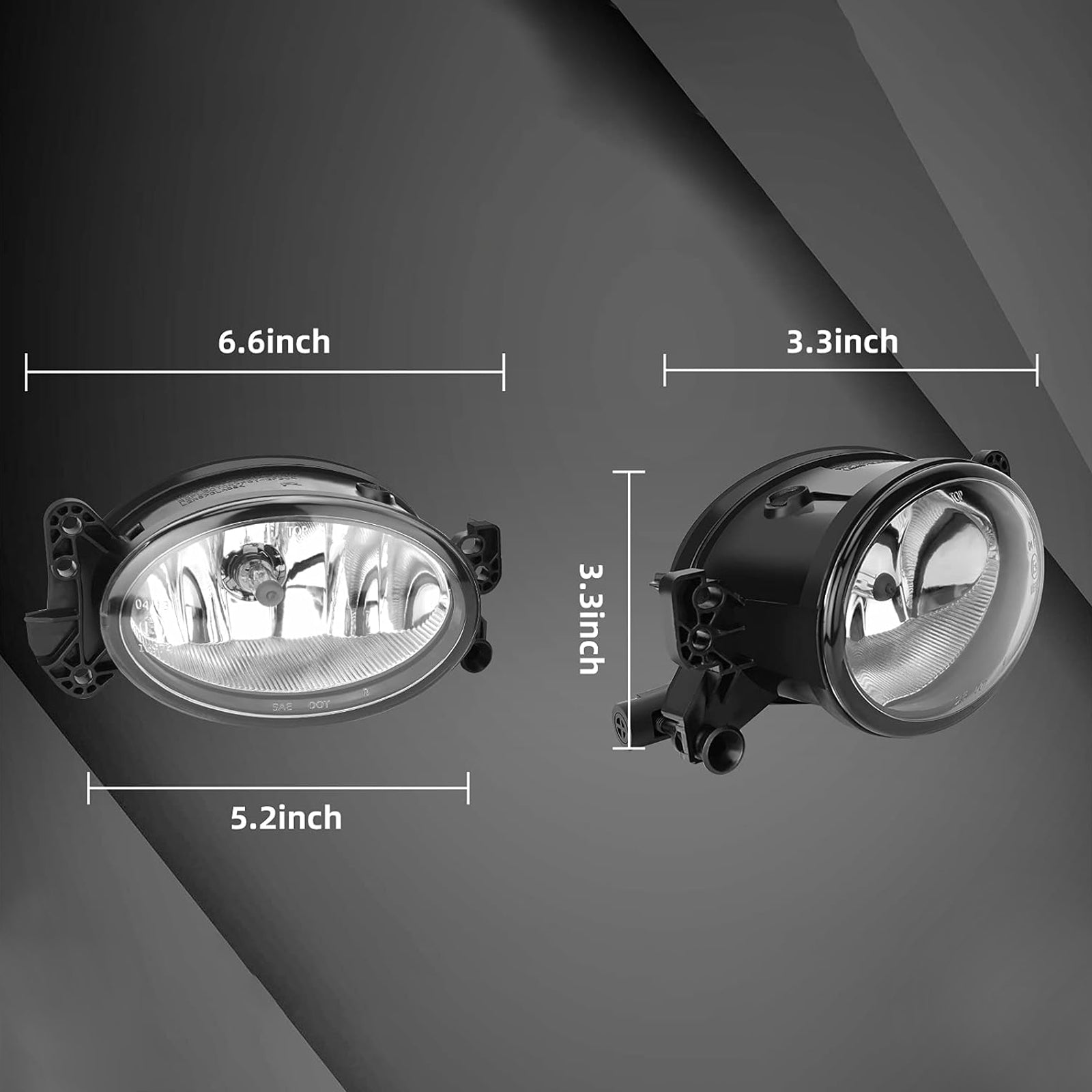 2006-2010 Mercedes R-Class Pair Front Fog Light Lamps With Bulbs A1698201556 A1698201656
