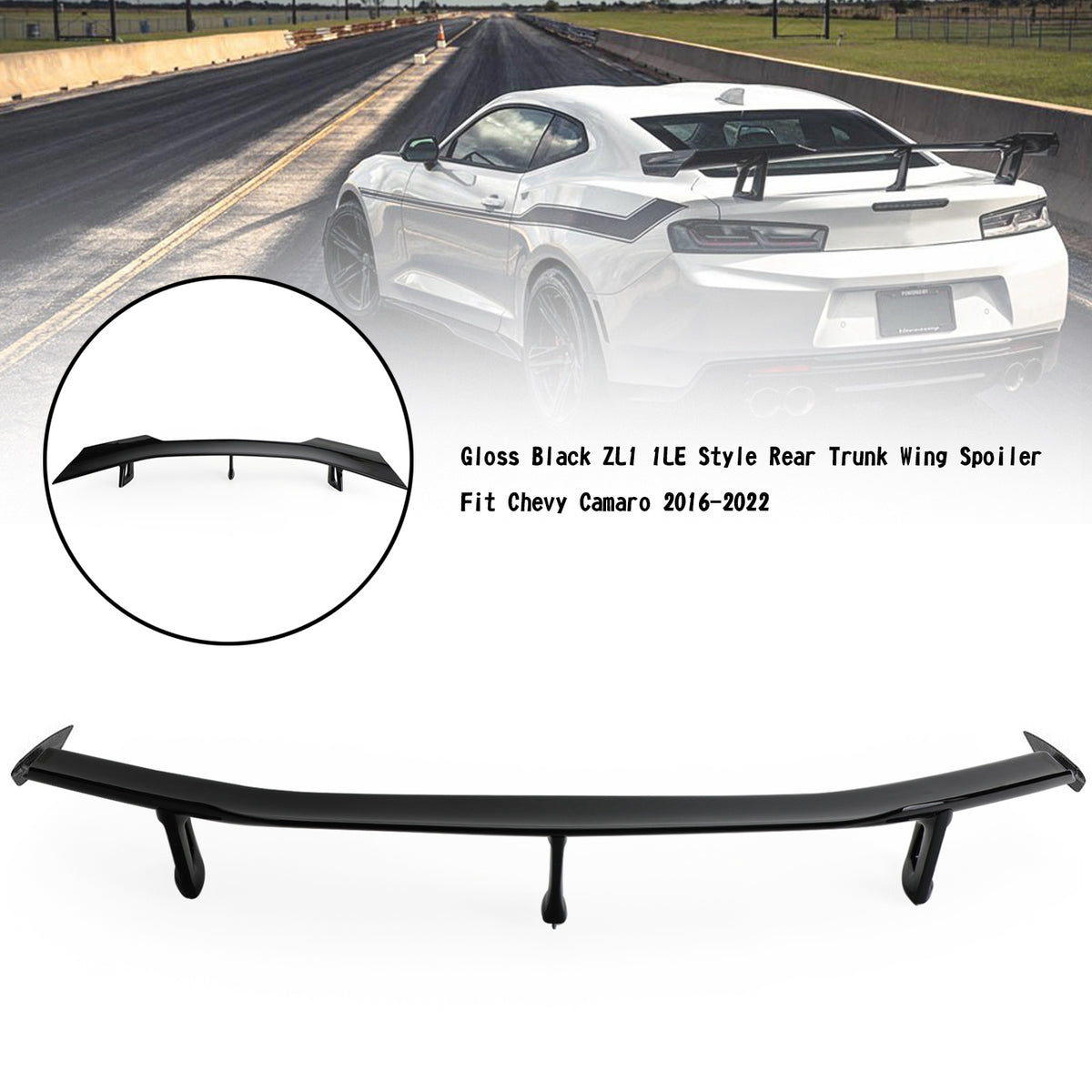 Gloss Black ZL1 1LE Style Rear Trunk Wing Spoiler Fit Chevy Camaro 2016-2022