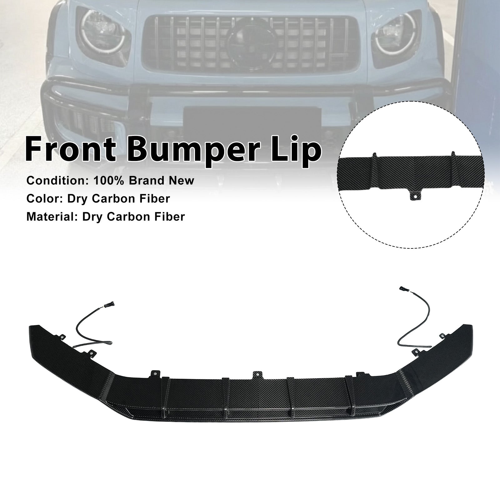 Dry Carbon Fiber Front Bumper Diffuser Lip Fit Mercedes Benz G-Class W465 2025+