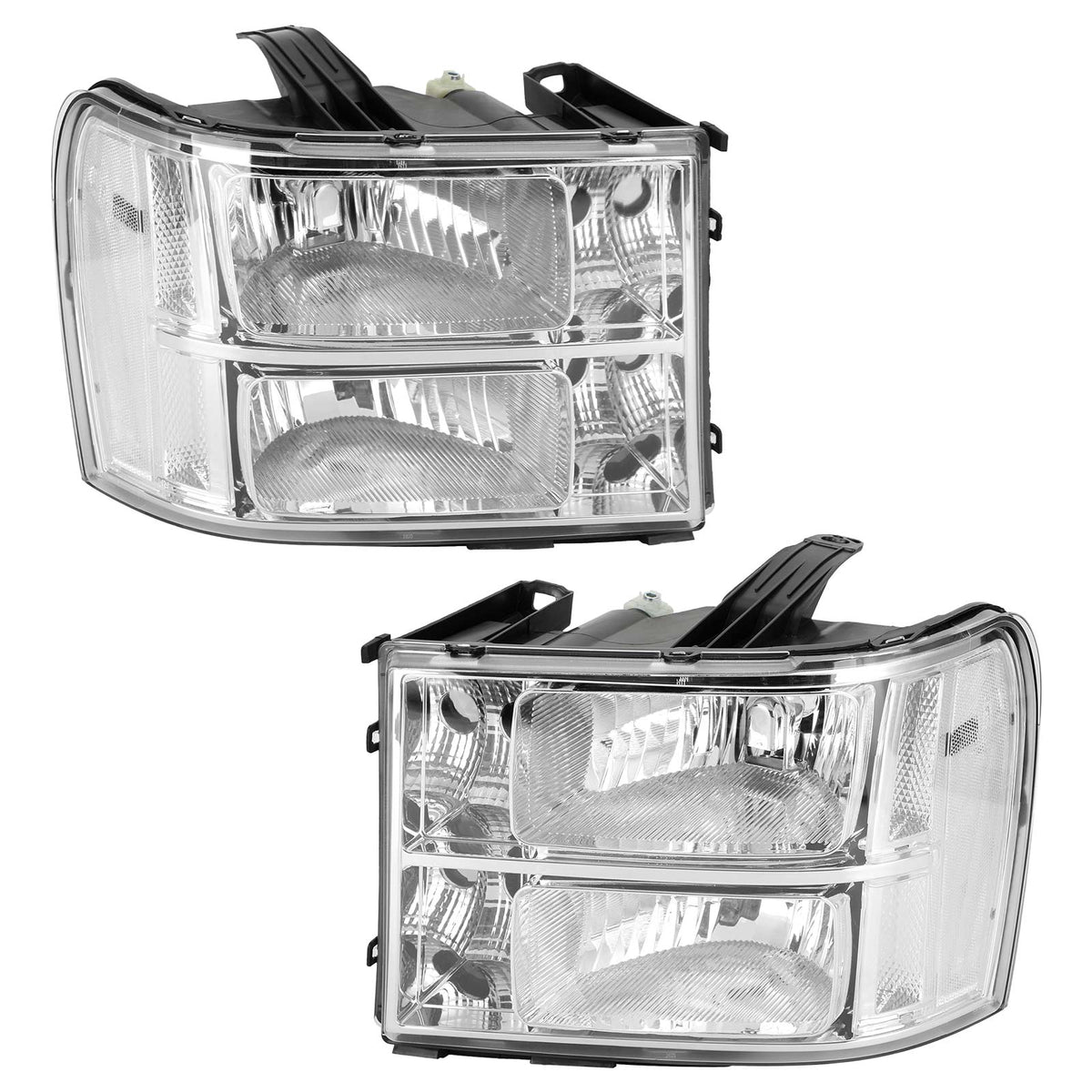 2007-2013 GMC Sierra 1500 Chrome Clear Headlights Assembly GM2502283 22853029 Generic