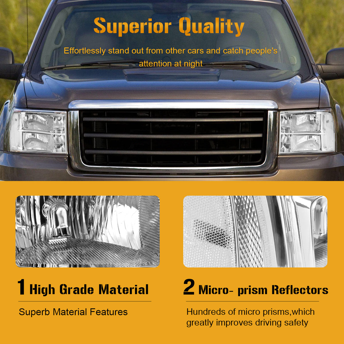 2007-2013 GMC Sierra 1500 Chrome Clear Headlights Assembly GM2502283 22853029 Generic