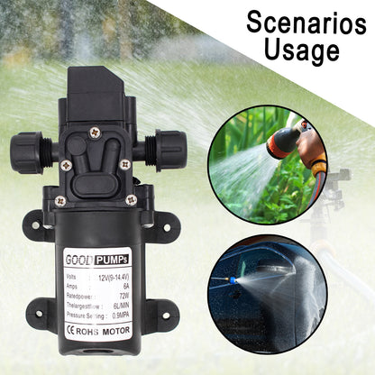 130Psi Dc12V 72W High Pressure Diaphragm Water Self Priming Pump Auto Switch, Screw Thread