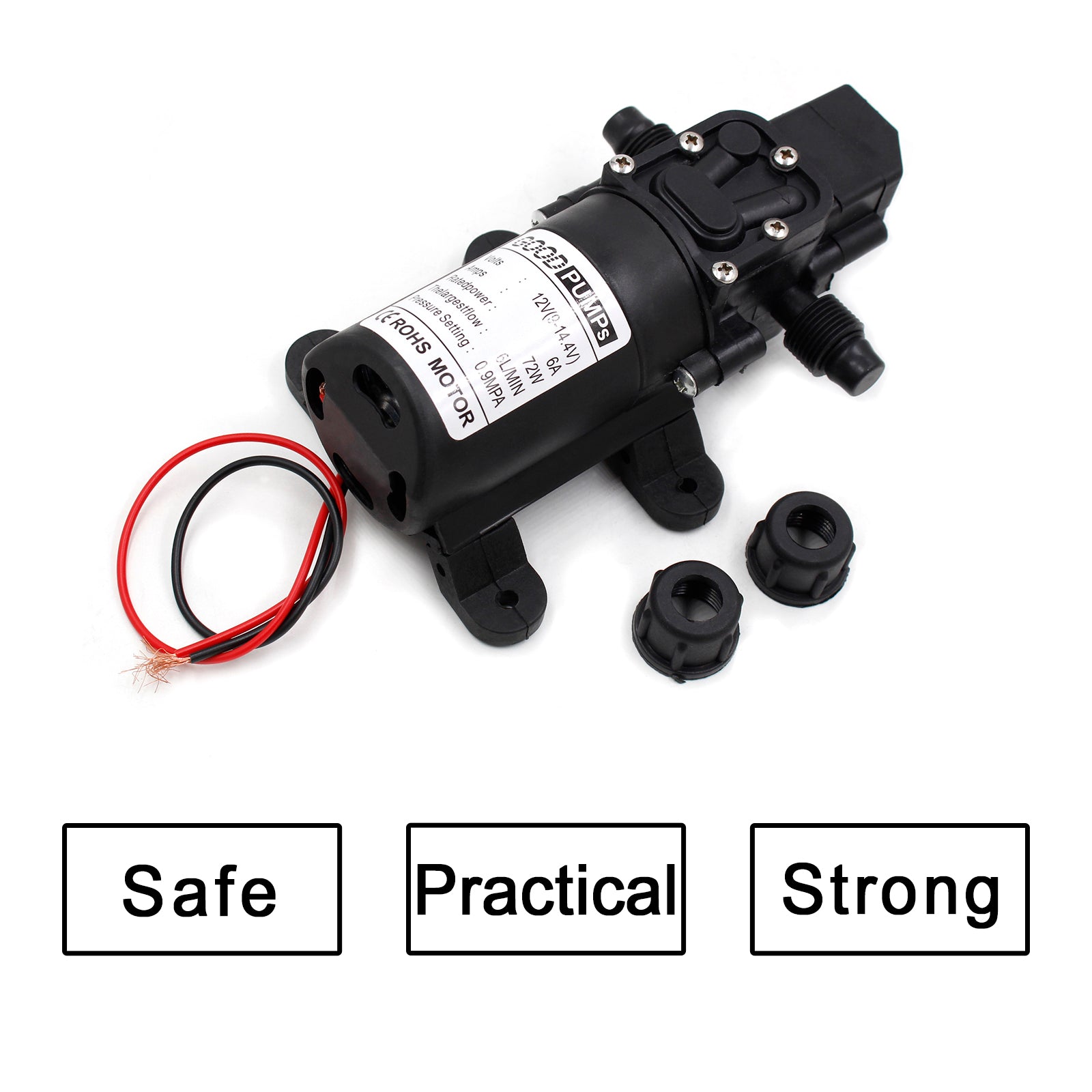 130Psi Dc12V 72W High Pressure Diaphragm Water Self Priming Pump Auto Switch, Screw Thread