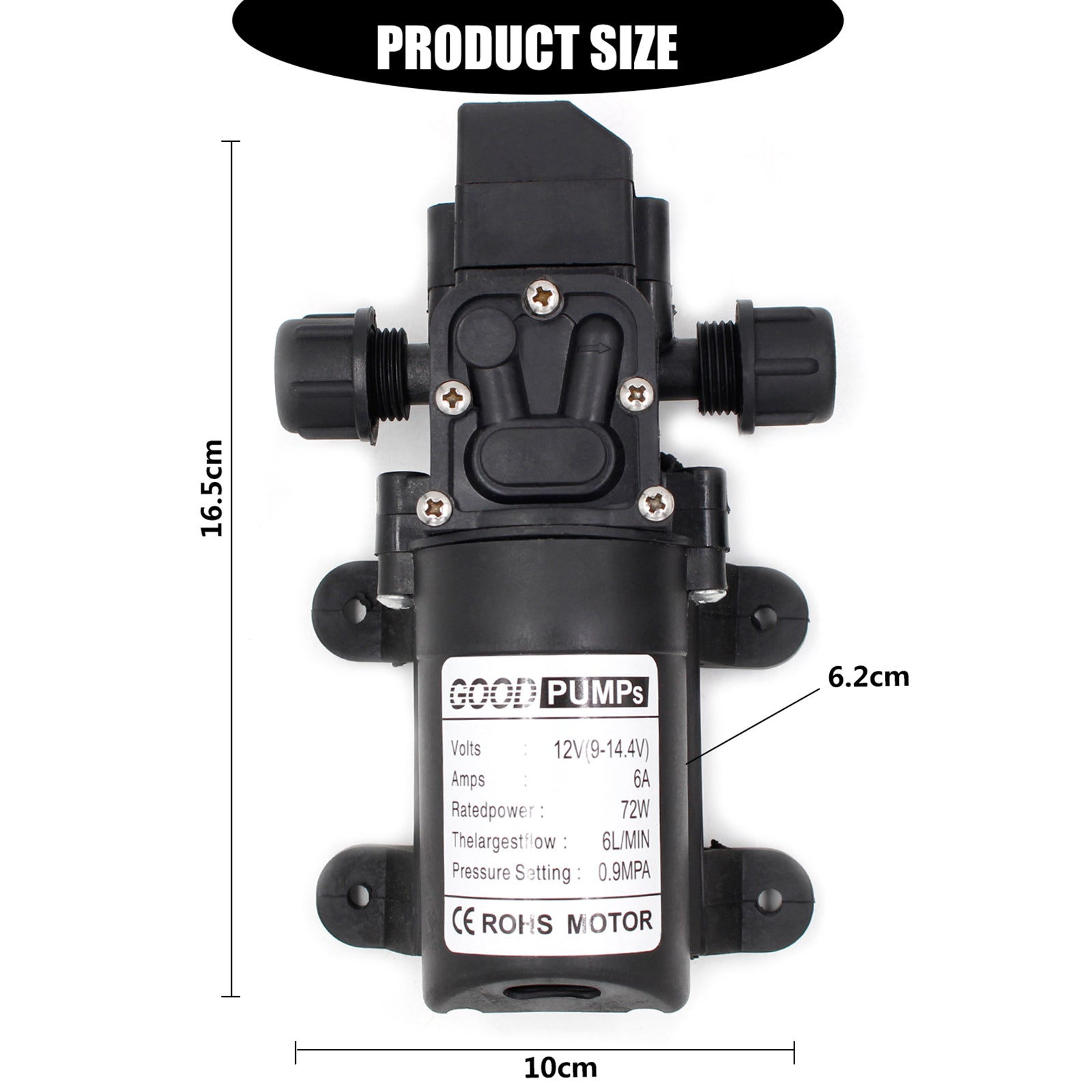 130Psi Dc12V 72W High Pressure Diaphragm Water Self Priming Pump Auto Switch, Screw Thread