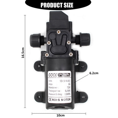 130Psi Dc12V 72W High Pressure Diaphragm Water Self Priming Pump Auto Switch, Screw Thread