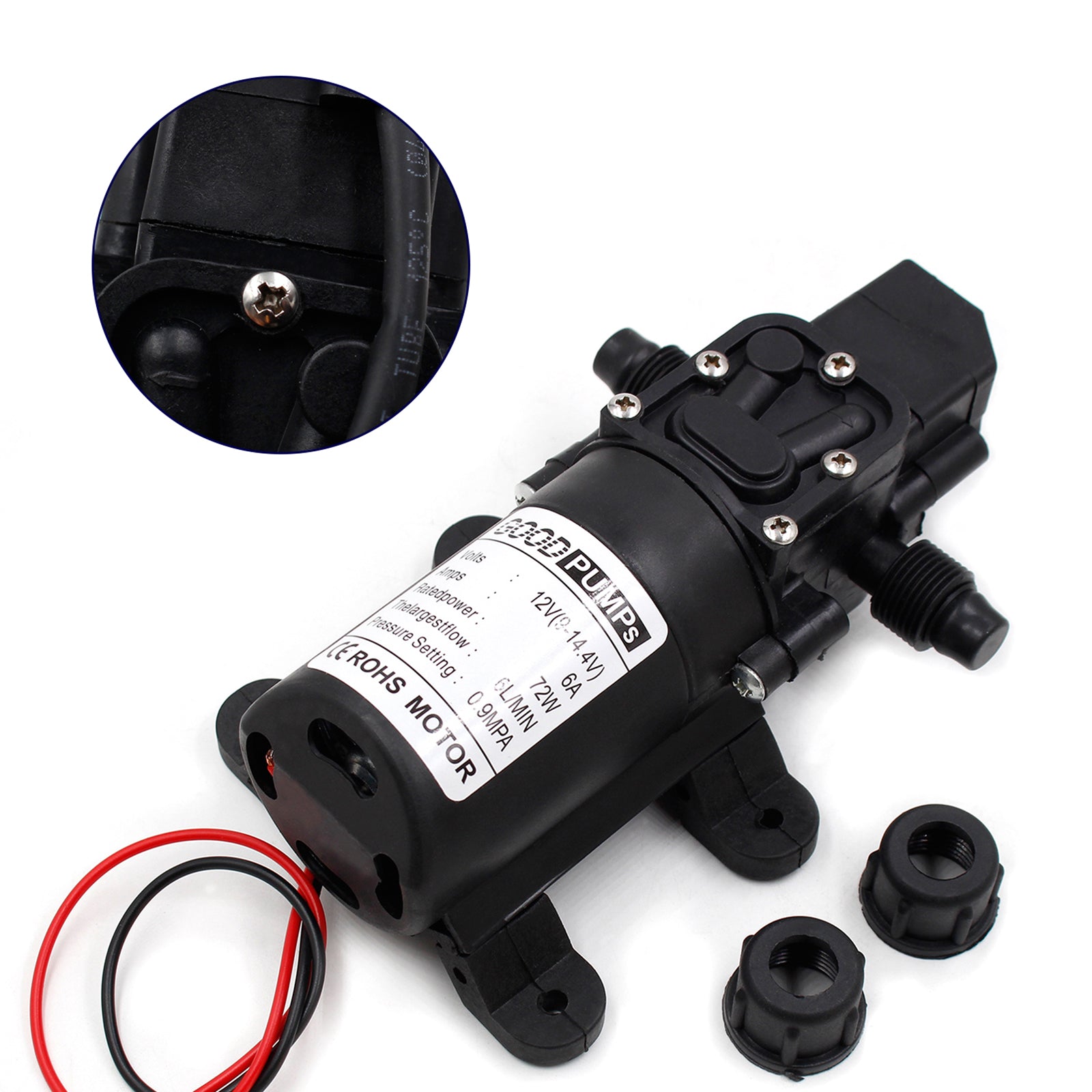130Psi Dc12V 72W High Pressure Diaphragm Water Self Priming Pump Auto Switch, Screw Thread