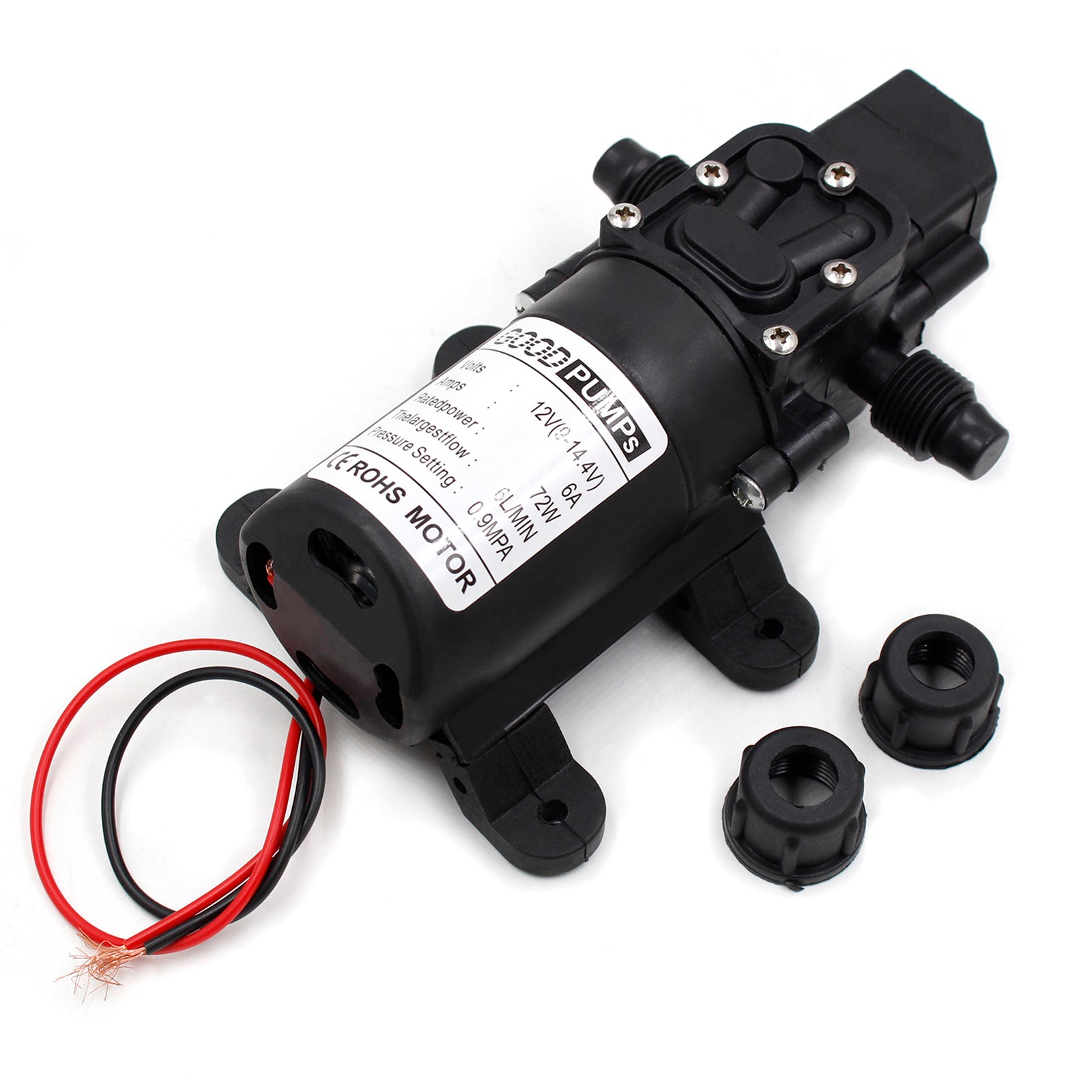 130Psi Dc12V 72W High Pressure Diaphragm Water Self Priming Pump Auto Switch, Screw Thread