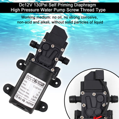 130Psi Dc12V 72W High Pressure Diaphragm Water Self Priming Pump Auto Switch, Straight