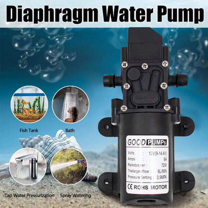 130Psi Dc12V 72W High Pressure Diaphragm Water Self Priming Pump Auto Switch, Straight