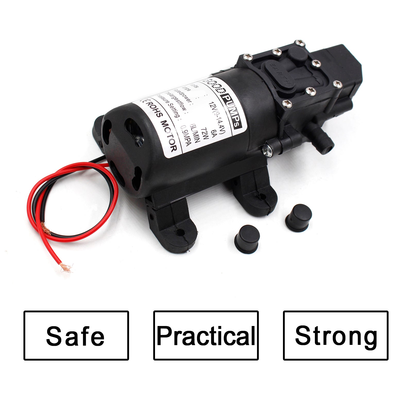 130Psi Dc12V 72W High Pressure Diaphragm Water Self Priming Pump Auto Switch, Straight