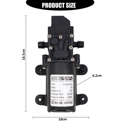 130Psi Dc12V 72W High Pressure Diaphragm Water Self Priming Pump Auto Switch, Straight