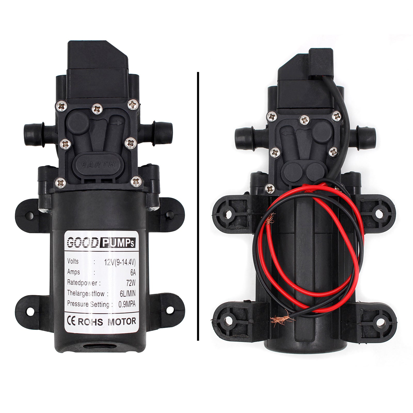 130Psi Dc12V 72W High Pressure Diaphragm Water Self Priming Pump Auto Switch, Straight