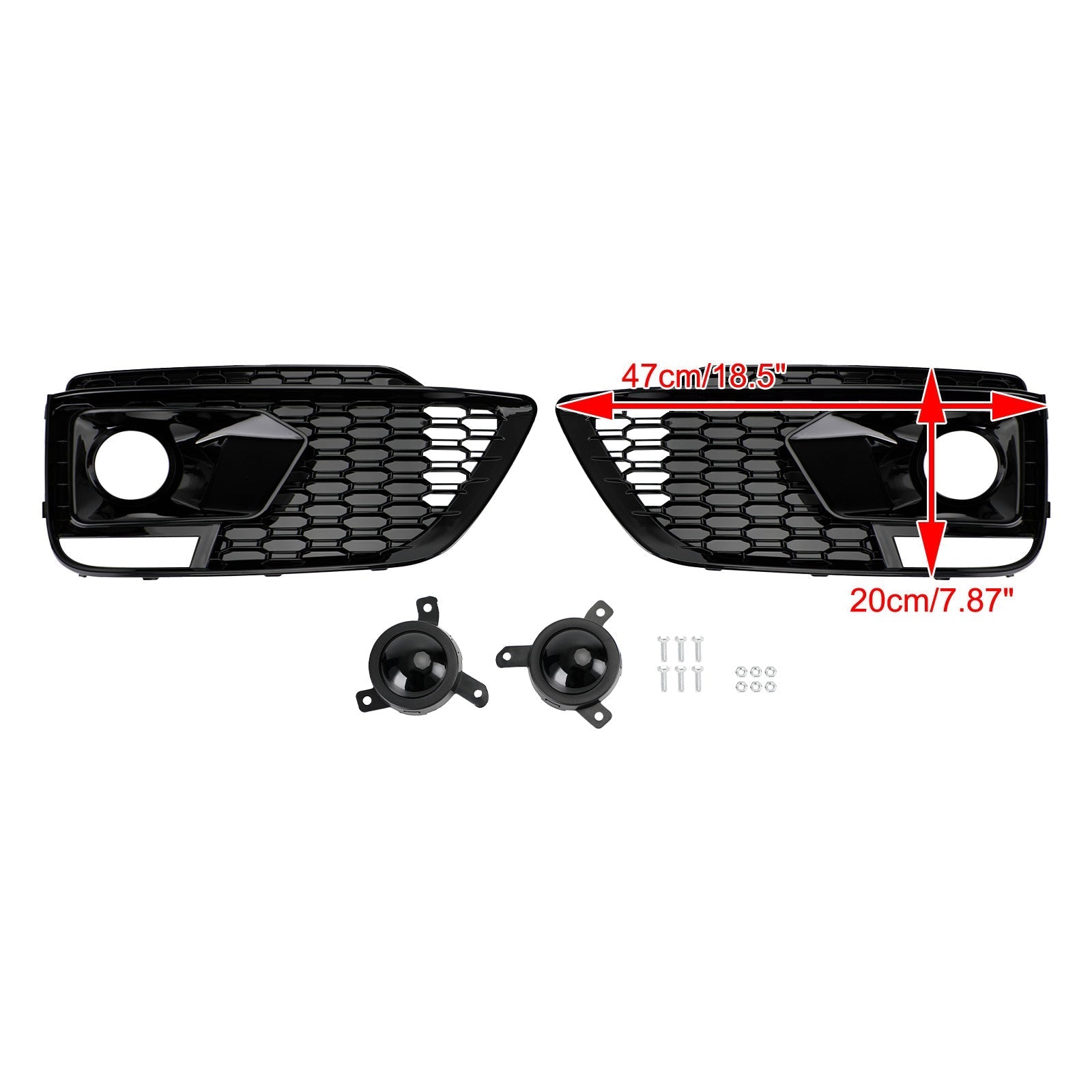 Audi Q5 SQ5 RSQ5 2018-2020 Black Front Honeycomb Fog Lamp Grilles Cover