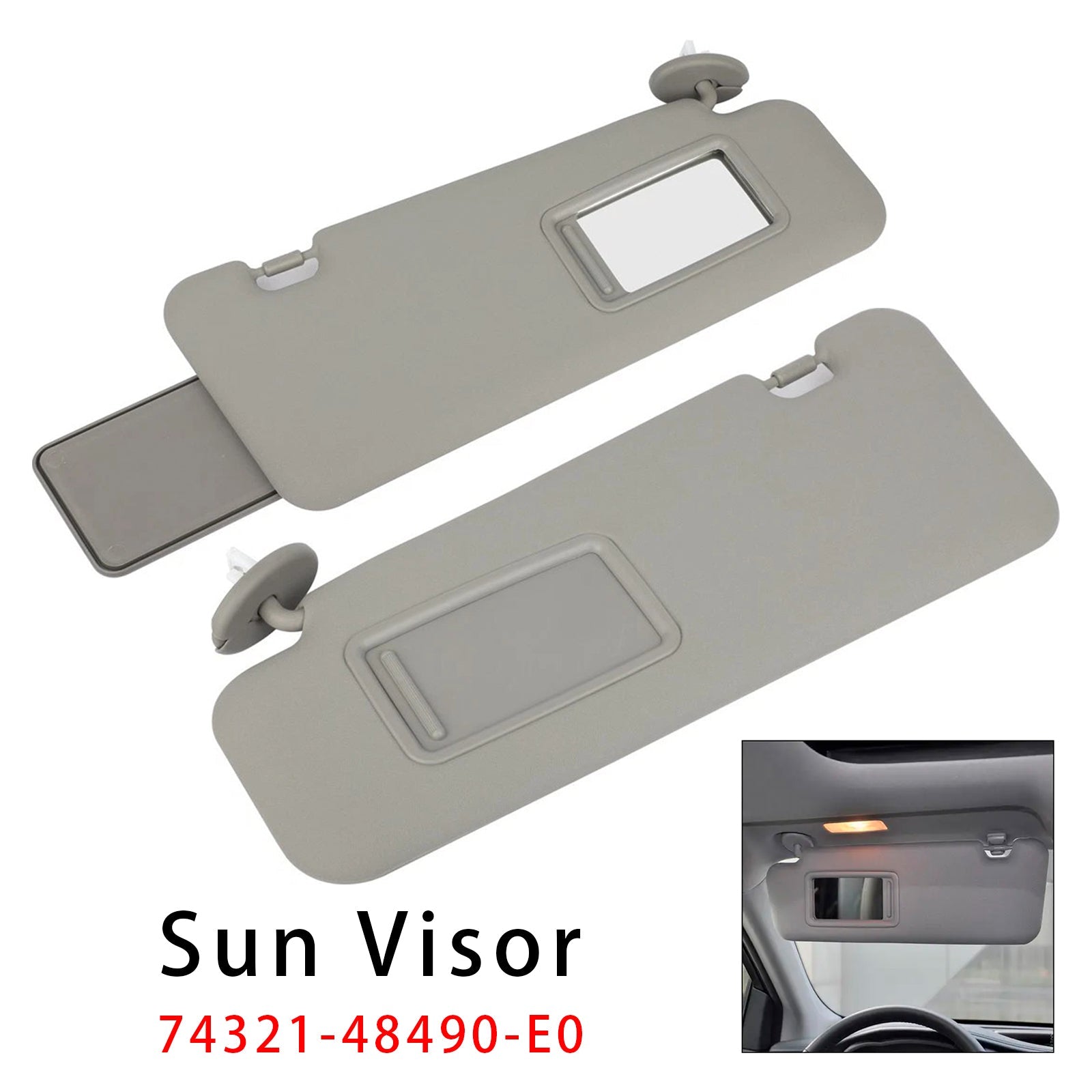 2008-2013 For Toyota Highlander Pair Gray Sun Visor 74321-48490-E0/74320-48500-E0