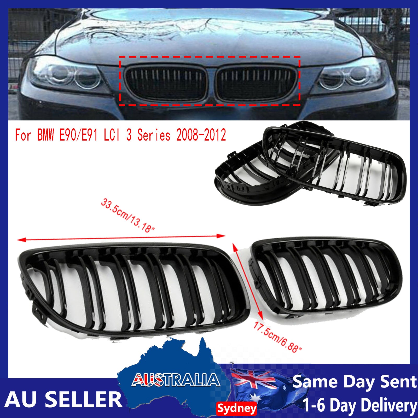 2009-2011 Fit BMW 3 Series E90/E91 LCI Diamond Front Kidney Grill Grille