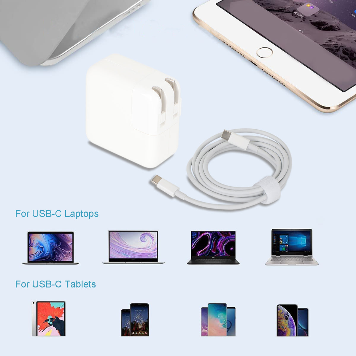 30W USB-C Power Adapter Charger Type-C Fit for Apple Macbook Air Pro Laptop US