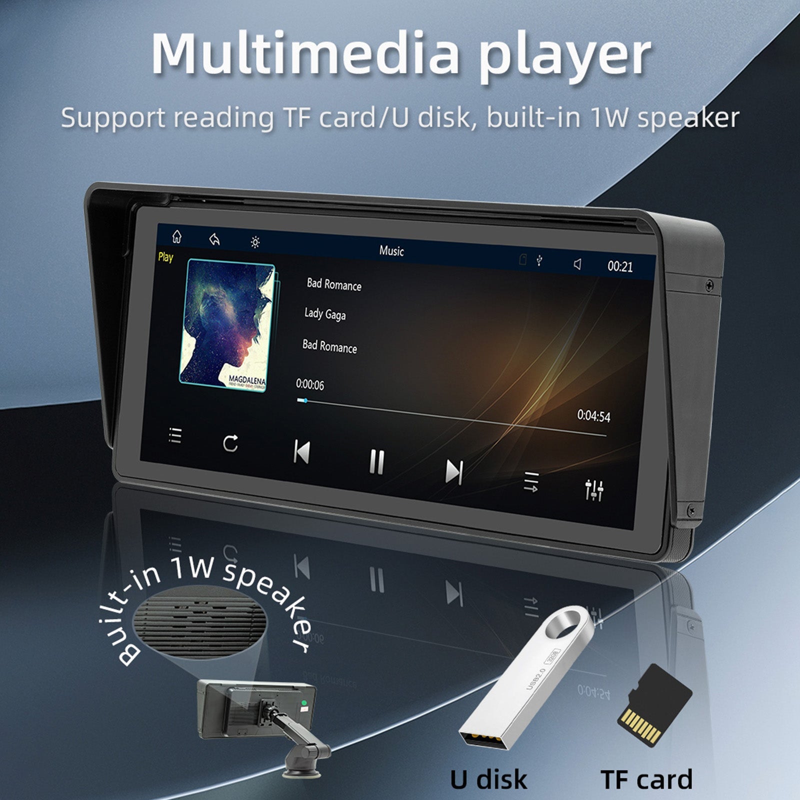 10.77" Car MP5 Player Bluetooth Car FM Transmitter Wireless Carplay 4 LED Camera
