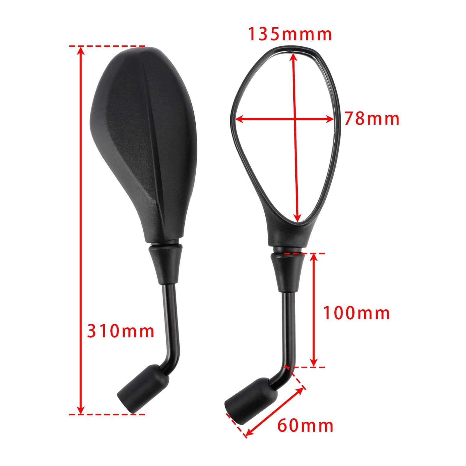 BLACK PAIR REAR VIEW MIRRORS 10MM FOR BMW F800R 2005-2026 S1000R 2013-2020