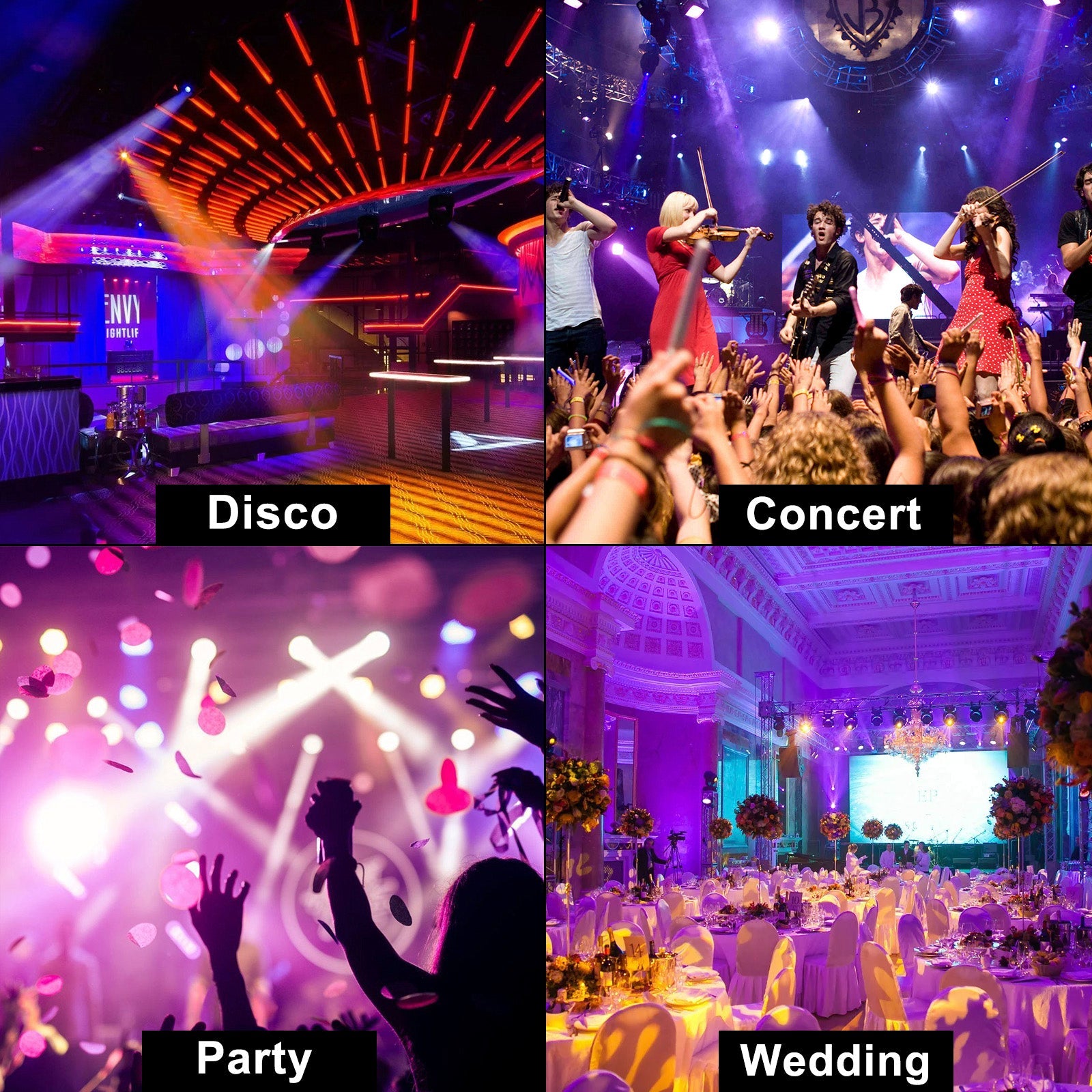 200W Moving Head 12 LED Rotating Beam Stage Light RGBW DJ Disco Party DMX UK