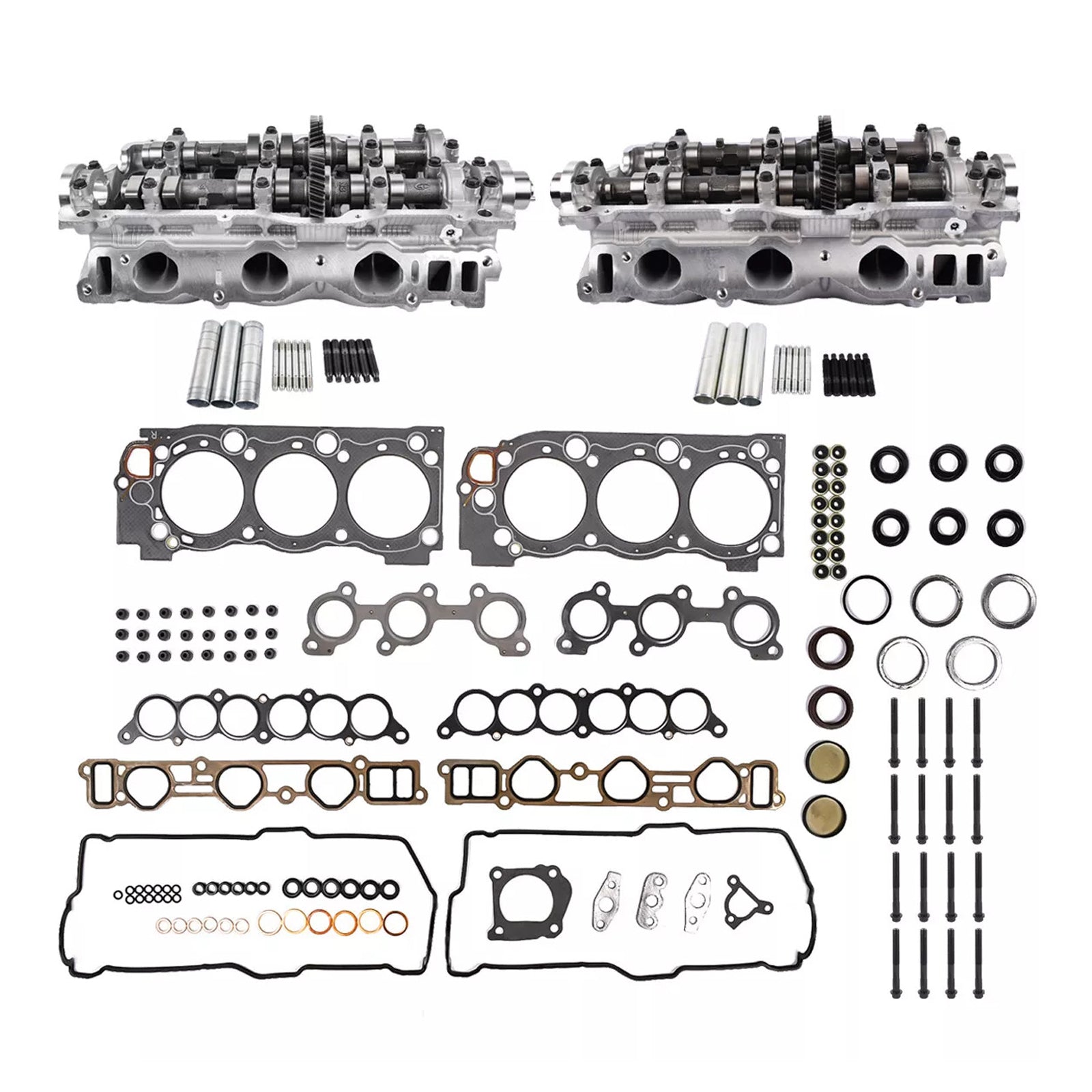 2PCS Cylinder Head & Gaskets & Bolts For Toyota 3.4L 5VZFE Tacoma 4Runner 1995-2004