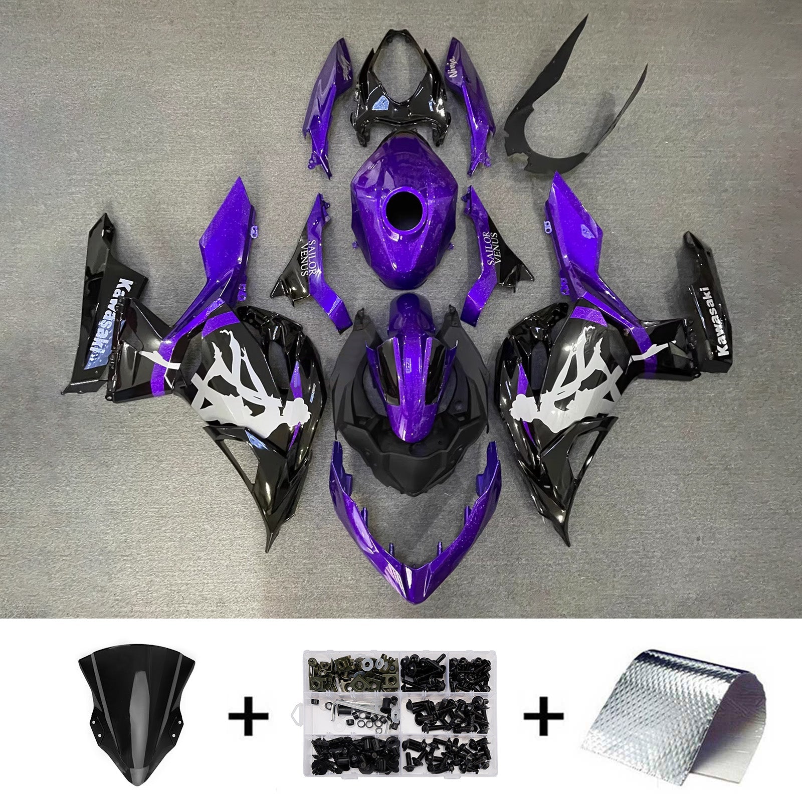 Injection Fairing Kit Bodywork Plastic ABS fit For Kawasaki EX400 Ninja400 2018-2024