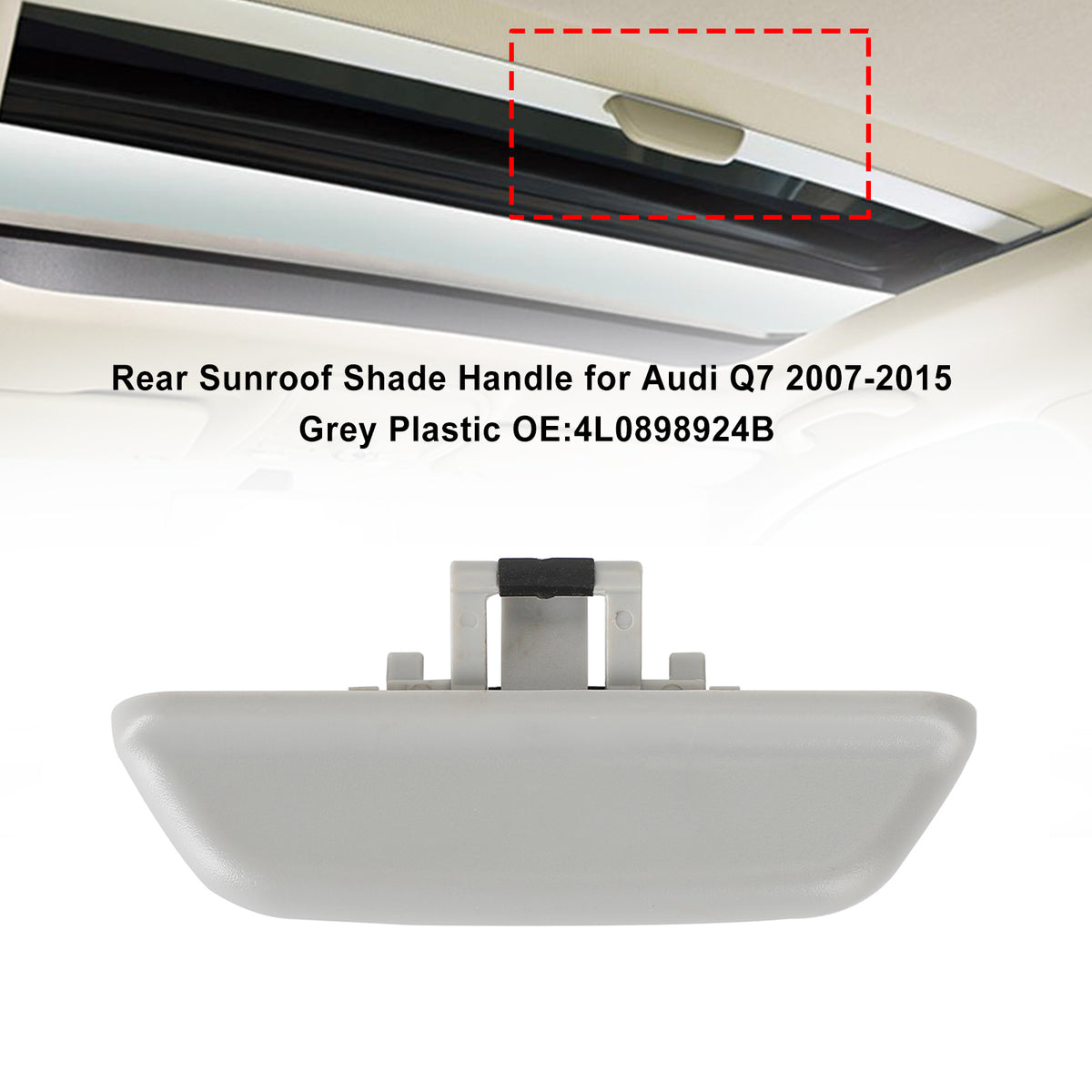 Rear Sunroof Shade Handle 4L0898924B for Audi Q7 2007-2015 Grey Plastic