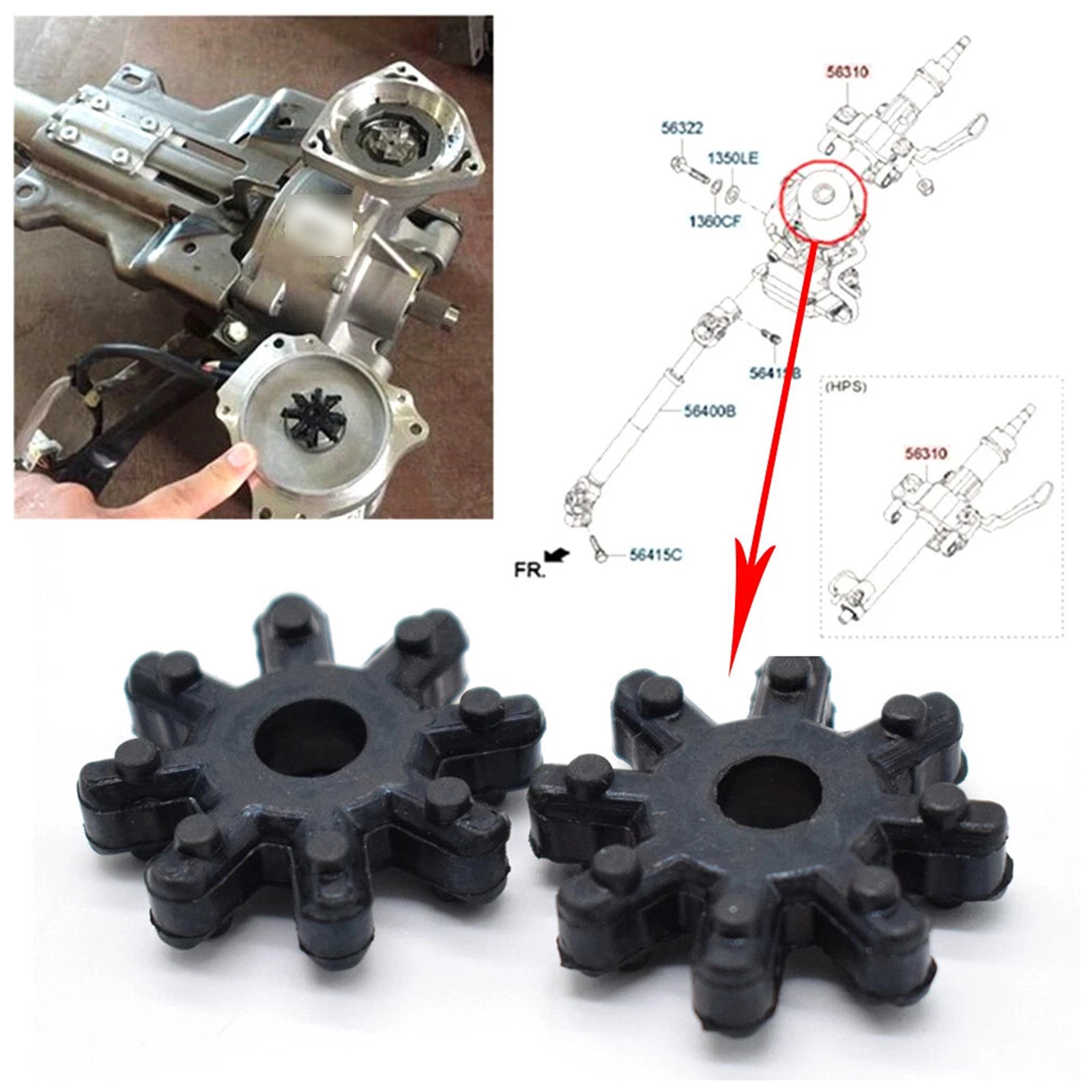 2x Flexible Steering Column Coupler For Hyundai Elantra Kia Optima 563152K000FFF
