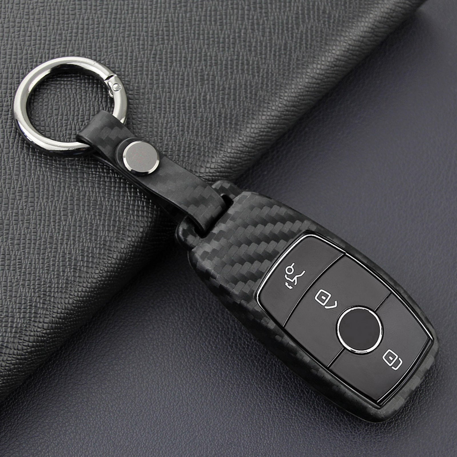 Leather Silicone Car Key Case Cover With Buckle For Mercedes-Benz E