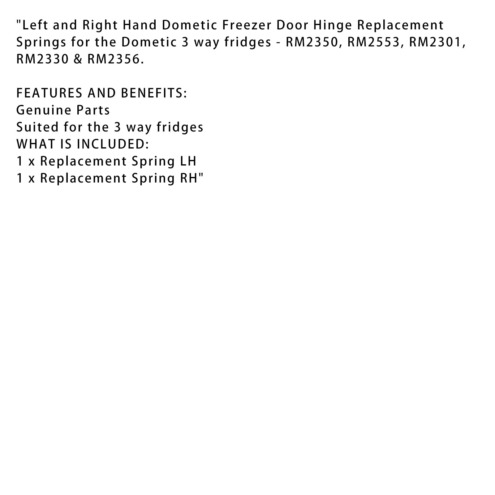 Freezer Door Hinge Replacement Springs For Dometic RM2301 RM2553 RM2350