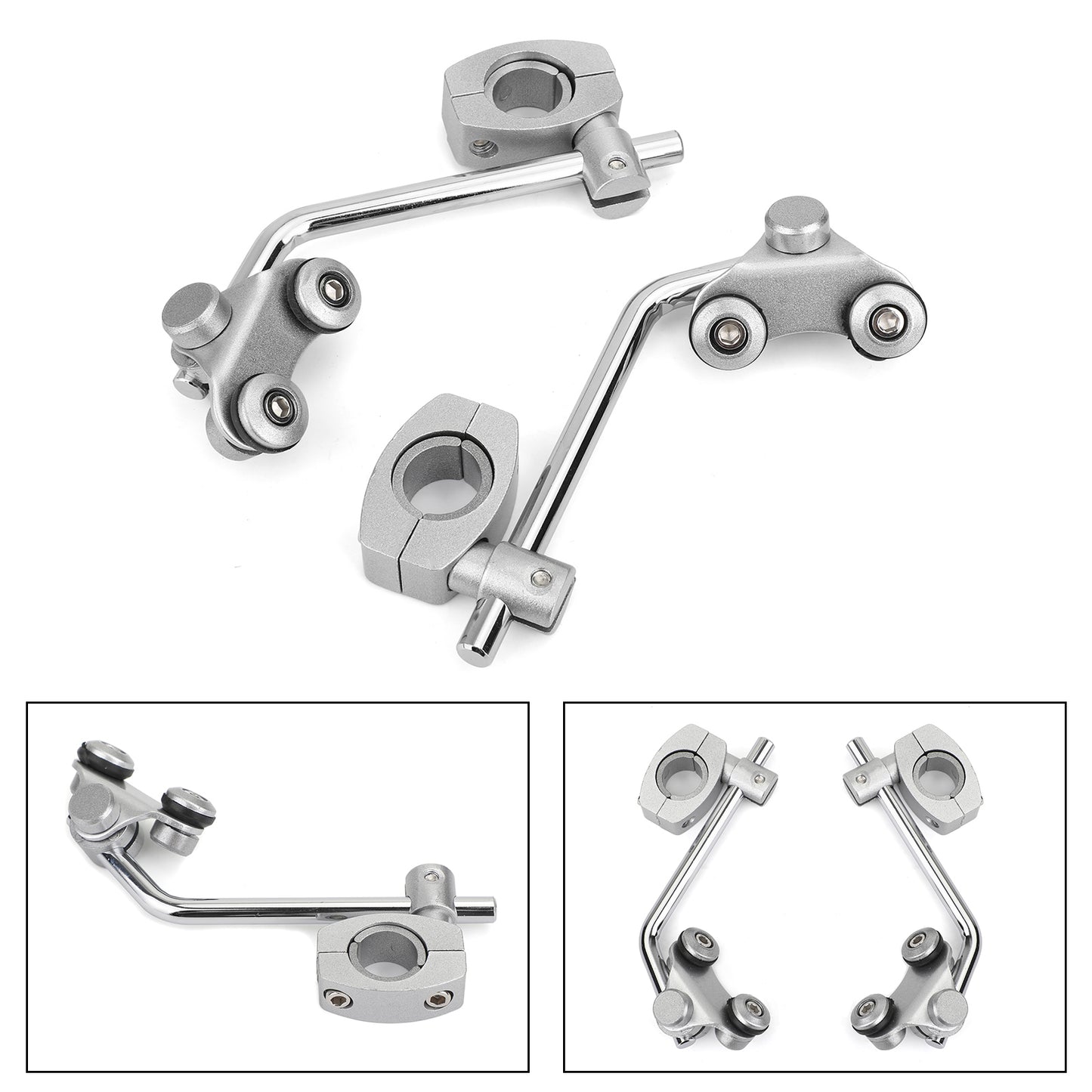 Universal 7/8" 22mm Standard Handlebar Windshield Bracket Mount Clamp Silver