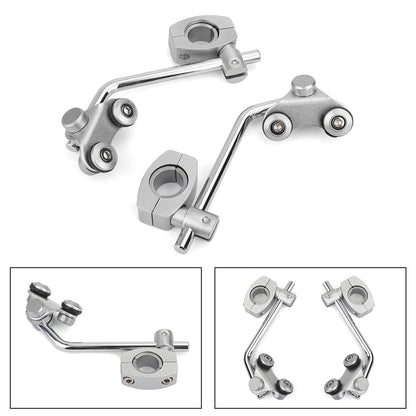 Universal 7/8" 22mm Standard Handlebar Windshield Bracket Mount Clamp Silver